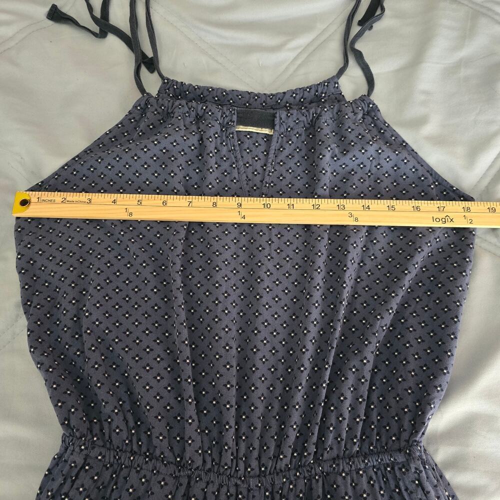 Abercrombie & Fitch Sz MFloral Jumpsuit Navy Blue Keyhole Neck Resortwear Boho - Picture 8 of 11
